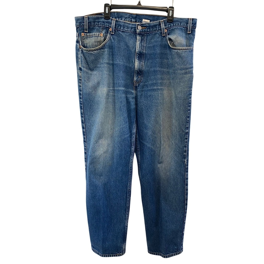 Vintage Levis 550 Relaxed Fit Jeans Mens 42x32 Medium Wash‎ Blue 90s Red Batwing